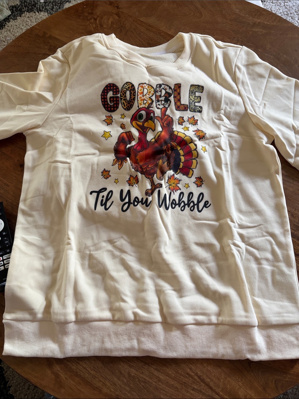 Thanksgiving Sweatshirt - 'Gobble Til You Wobble' large
